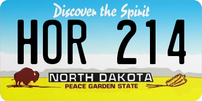 ND license plate HOR214