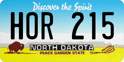 ND license plate HOR215