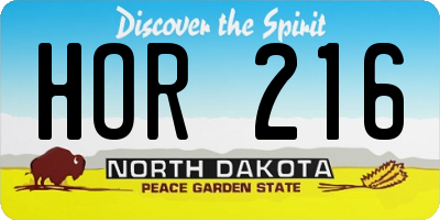ND license plate HOR216