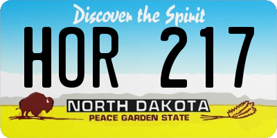 ND license plate HOR217