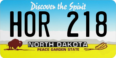 ND license plate HOR218