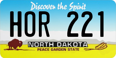 ND license plate HOR221