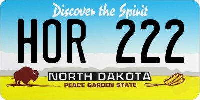 ND license plate HOR222