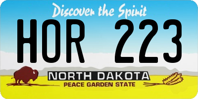 ND license plate HOR223