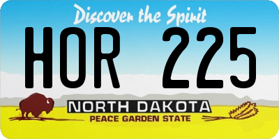 ND license plate HOR225
