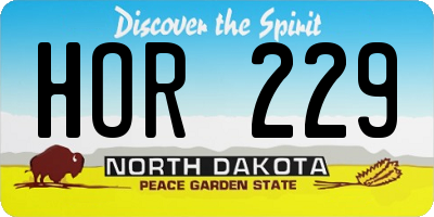 ND license plate HOR229