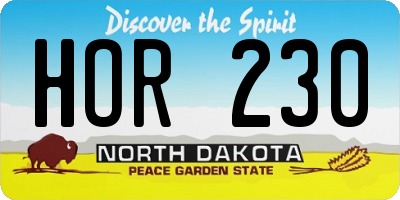 ND license plate HOR230