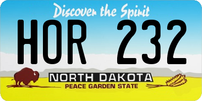 ND license plate HOR232
