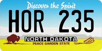 ND license plate HOR235