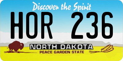 ND license plate HOR236