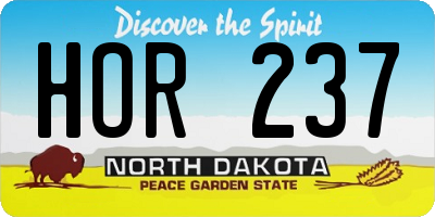 ND license plate HOR237