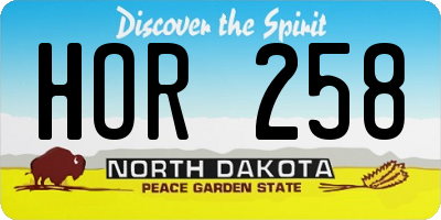 ND license plate HOR258