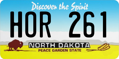ND license plate HOR261