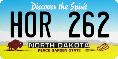 ND license plate HOR262