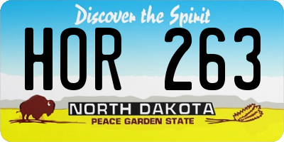 ND license plate HOR263