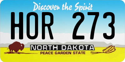 ND license plate HOR273
