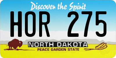 ND license plate HOR275