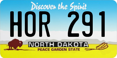 ND license plate HOR291