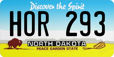 ND license plate HOR293