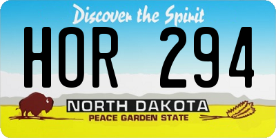 ND license plate HOR294