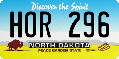 ND license plate HOR296