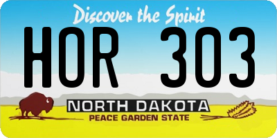 ND license plate HOR303