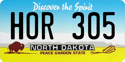 ND license plate HOR305