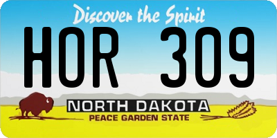ND license plate HOR309