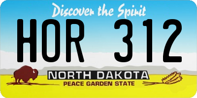 ND license plate HOR312