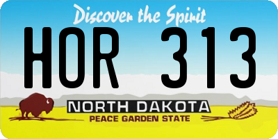 ND license plate HOR313