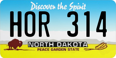 ND license plate HOR314