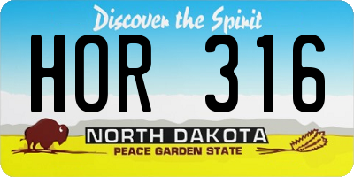 ND license plate HOR316