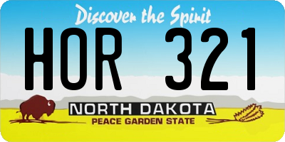 ND license plate HOR321