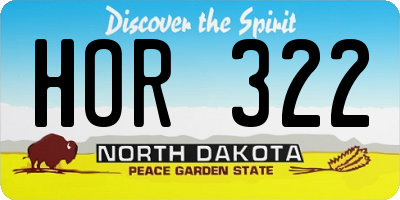 ND license plate HOR322