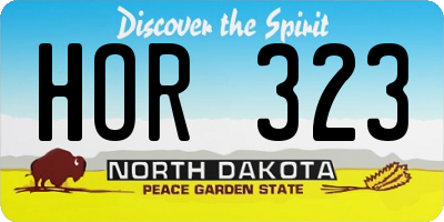 ND license plate HOR323