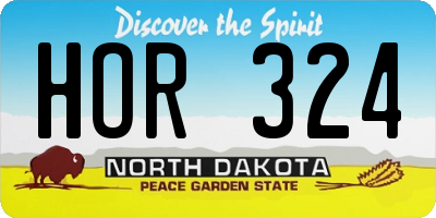 ND license plate HOR324