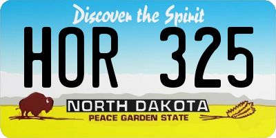 ND license plate HOR325