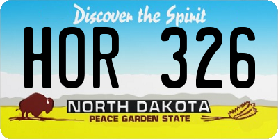 ND license plate HOR326
