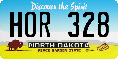 ND license plate HOR328