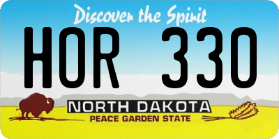 ND license plate HOR330