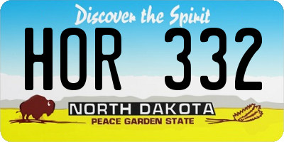 ND license plate HOR332