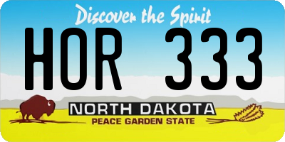 ND license plate HOR333