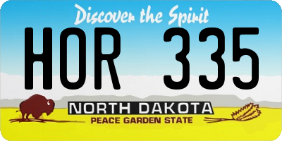ND license plate HOR335