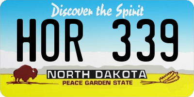 ND license plate HOR339