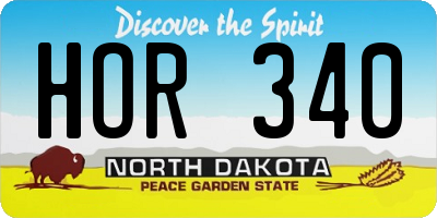 ND license plate HOR340
