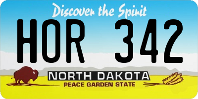 ND license plate HOR342