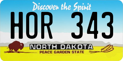 ND license plate HOR343