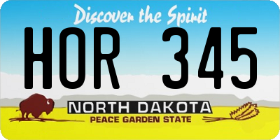 ND license plate HOR345