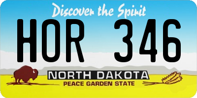 ND license plate HOR346