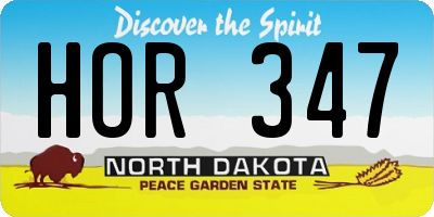 ND license plate HOR347